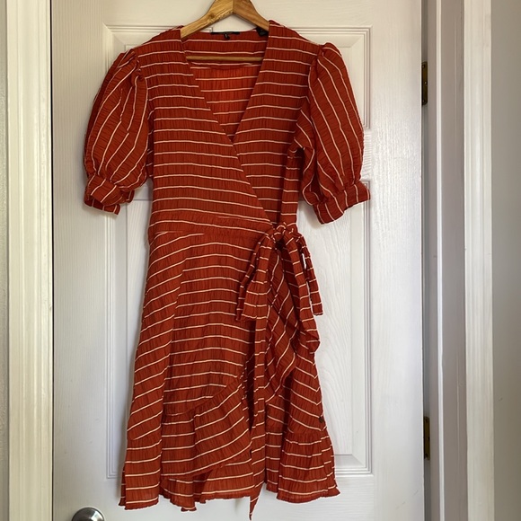 Scotch & Soda Striped Ruffle Wrap Dress . Size M - Picture 5 of 14